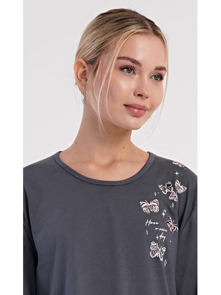 Dámské pyžamo dlouhé Lucia - tmavě šedá