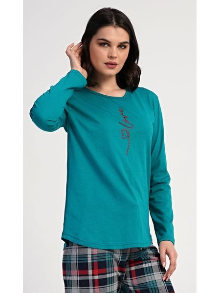 Dámské pyžamo dlouhé Love - petrolejová