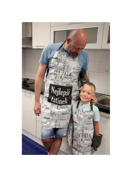 Nejlepší tatínek, zástěra, chňapka s magnetem, dvě utěrky