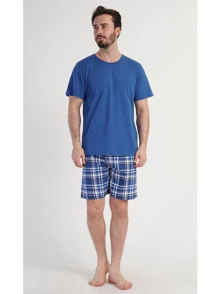Pánské pyžamo šortky Motocycle - modrá