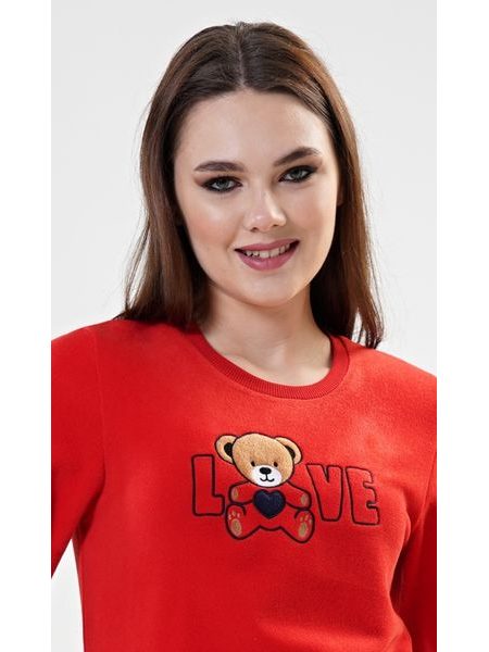 Dámské pyžamo dlouhé Love - červená