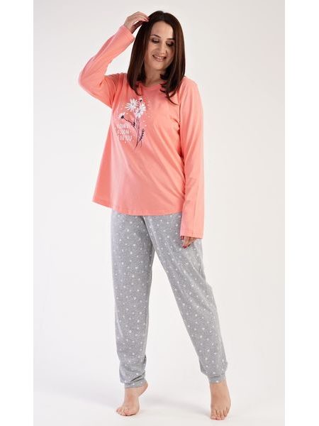 Dámské pyžamo dlouhé Silvie - meruňková