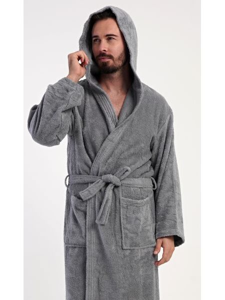 Pánský župan s kapucí Filip - šedá