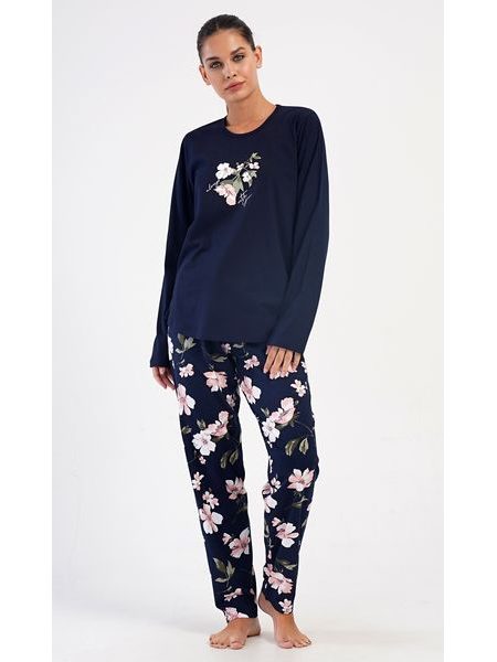 Dámské pyžamo dlouhé Alice - tmavě modrá