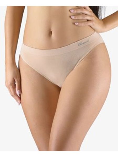 Dámské kalhotky klasické s úzkým bokem, úzký bok, bezešvé, jednobarevné Eco Bamboo 00037P - béžová