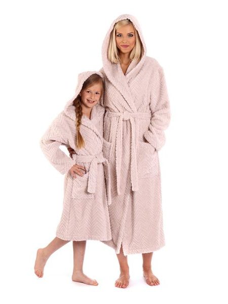 Dětský župan s kapucí Athena světle oříšková