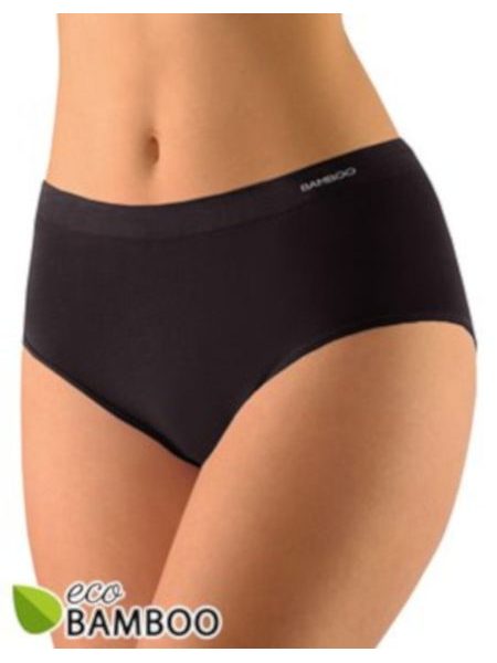 Dámské kalhotky klasické ve větších velikostech, bezešvé, jednobarevné Eco Bamboo 01002P - černá
