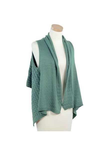 Módní pletená vesta mátově zelená