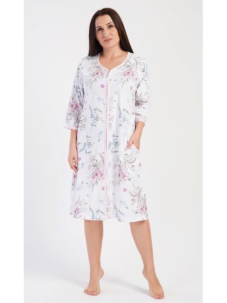Dámské domácí šaty s tříčtvrtečním rukávem Margot - bílá