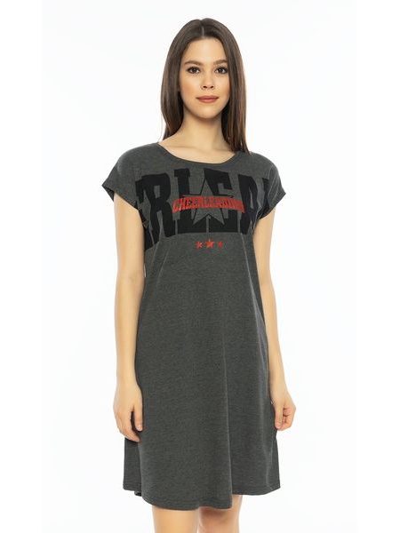 Dámská noční košile s krátkým rukávem Cheerleading - tmavě šedá