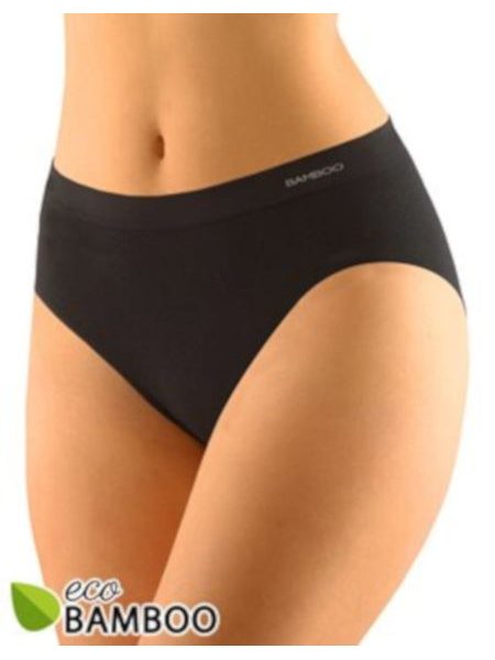 GINA dámské kalhotky klasické, bezešvé, Eco Bamboo 00038P - černá