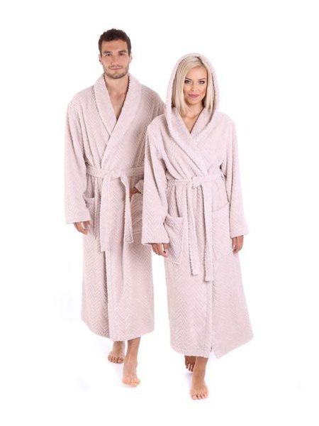 Unisex dlouhý župan s kapucí ATHENA světle oříšková