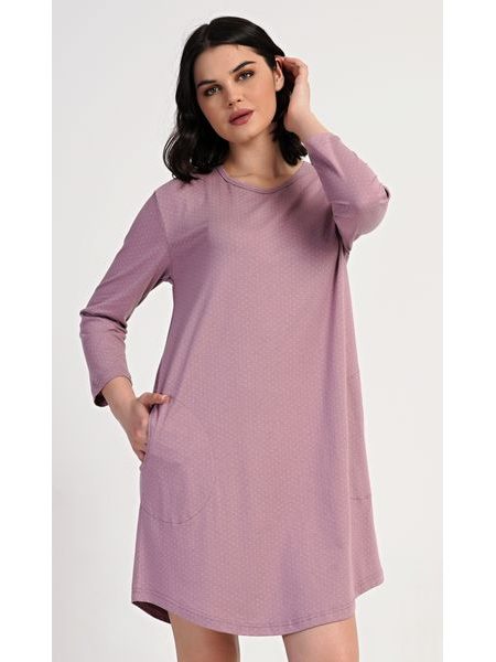 Dámské domácí šaty s tříčtvrtečním rukávem Emily - starorůžová