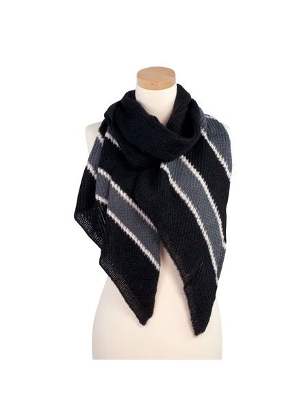 Zimní šál XXL s proužky - černobílý