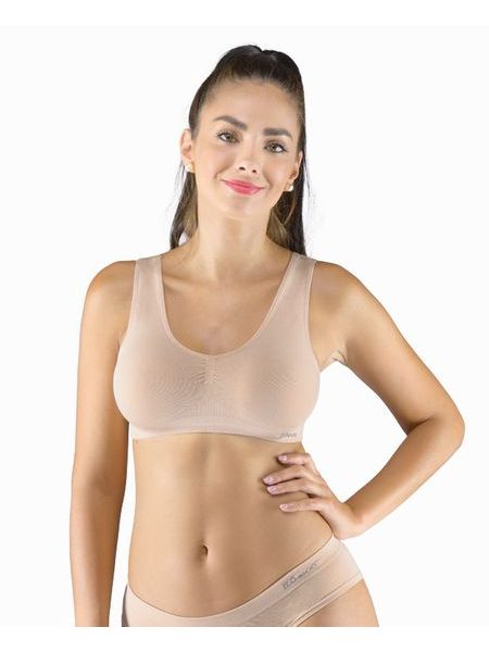 Dámský top podprsenkový se širokými ramínky, bez kostice, bezešvé, jednobarevné Eco Bamboo 07016P - béžová