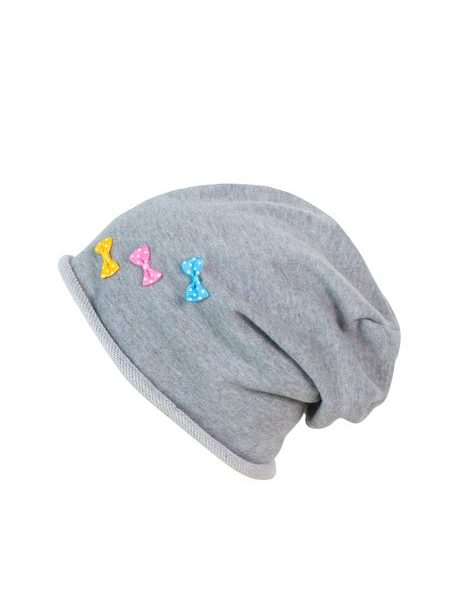 Čepice beanie tři mašličky šedá