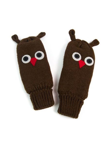 Rukavice se sovičkami hnědé