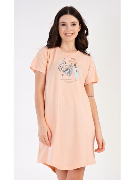 Dámské domácí šaty s krátkým rukávem Garden - meruňková