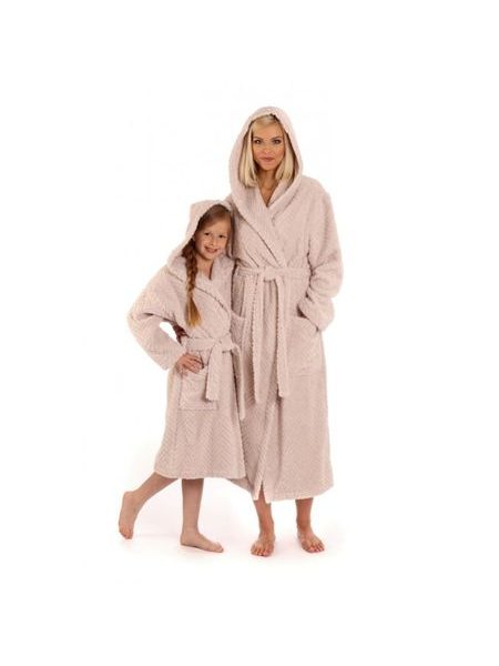 Unisex dlouhý župan s kapucí ATHENA světle oříšková