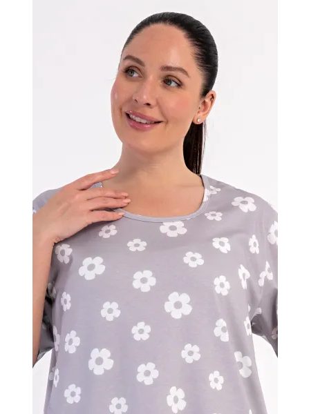 Dámské domácí šaty s krátkým rukávem Lydie - šedá