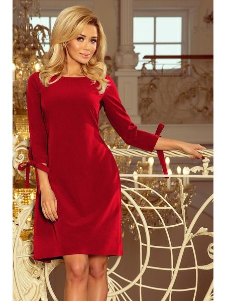 Bordó elegantní šaty s mašlemi