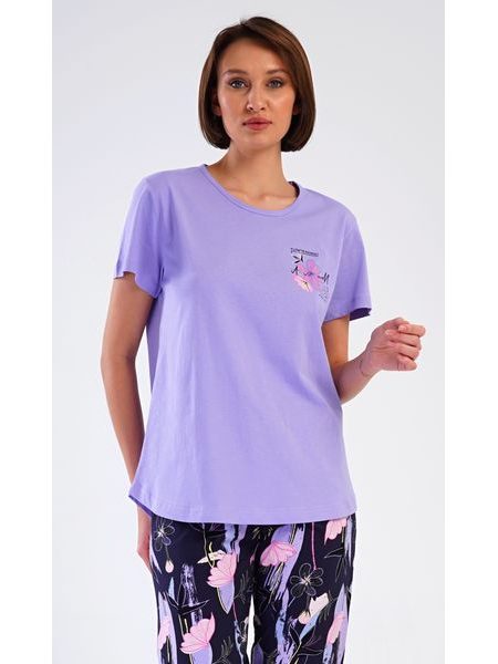 Dámské pyžamo kapri Flowers - fialová