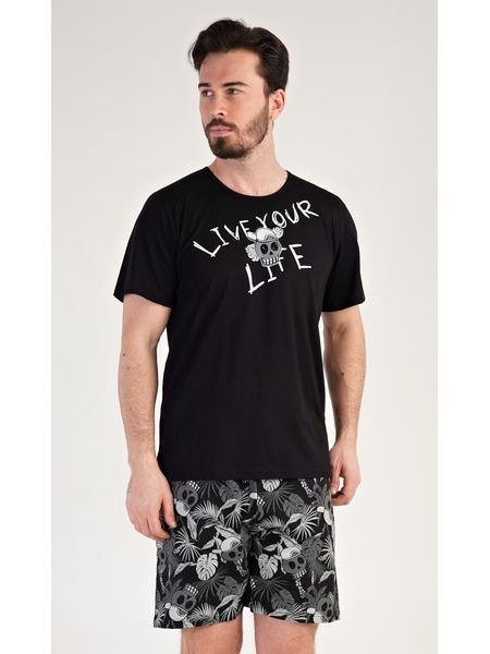 Pánské pyžamo šortky Live your life - černá