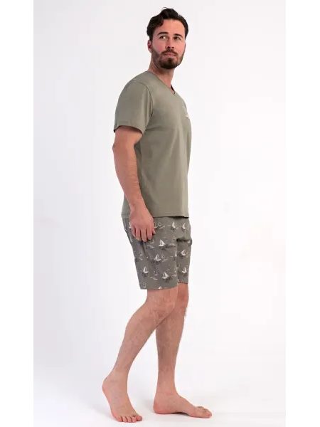 Pánské pyžamo šortky Adrien - khaki