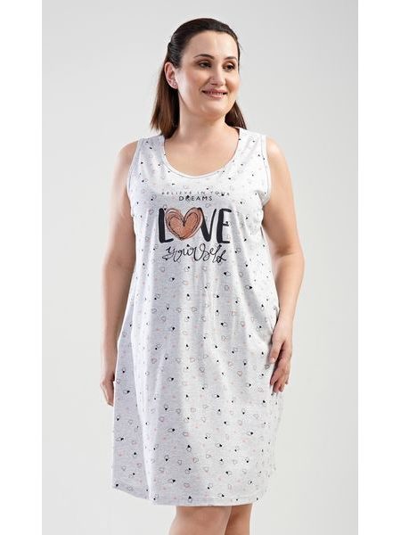 Dámská noční košile na ramínka Love - šedá