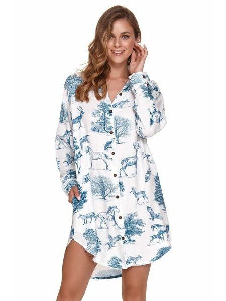 Dámská propínací košilka Dana bílá se vzorem