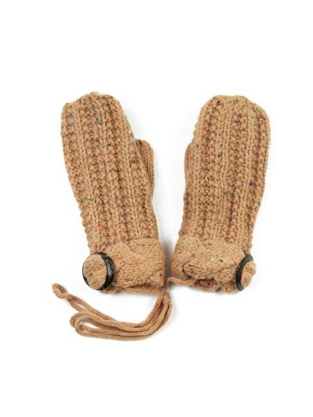 Palcové rukavičky s knoflíkem béžové