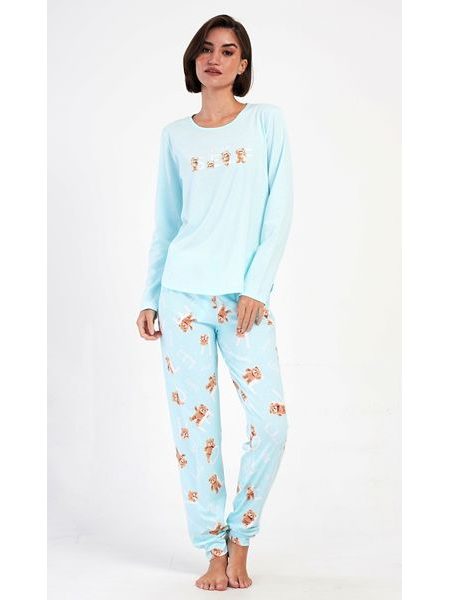 Dámské pyžamo dlouhé Adriana - světle modrá