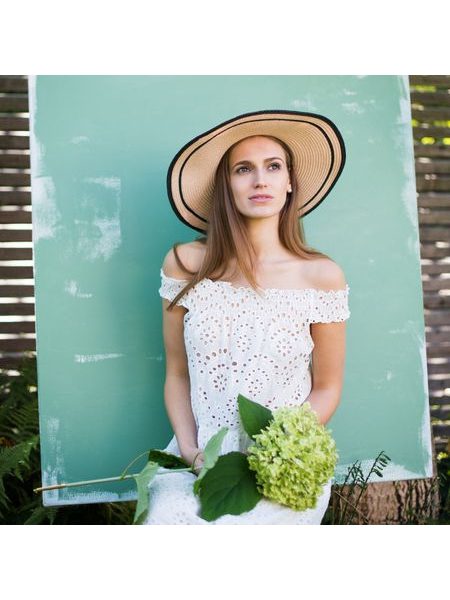 Elegantní dámský klobouk s širokou krempou - světle růžový