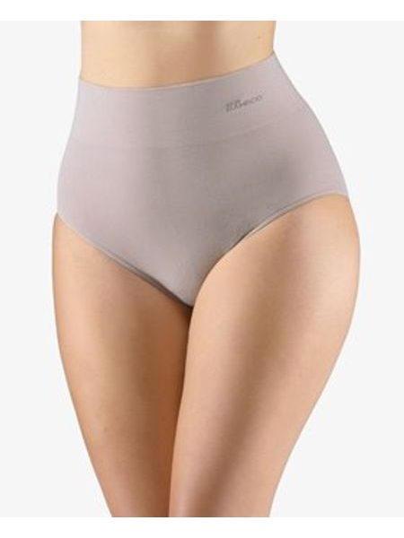 Dámské kalhotky klasické s vysokým pasem, širší bok, bezešvé, jednobarevné Eco Bamboo 00040P - šedohnědá