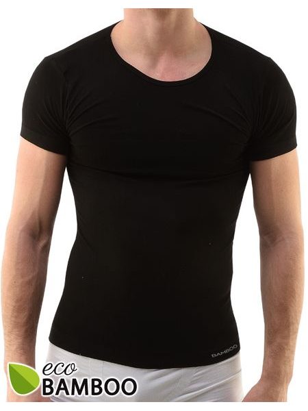 Pánské tričko s krátkým rukávem, bezešvé Eco Bamboo 58006P - černá
