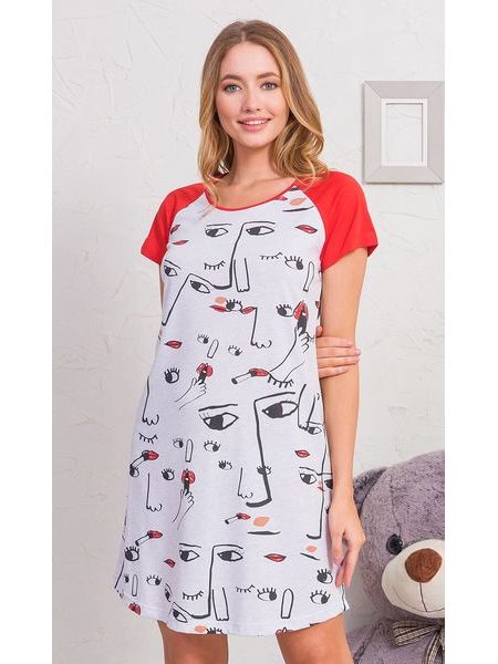 Dámská noční košile s krátkým rukávem Fiona - světle šedá