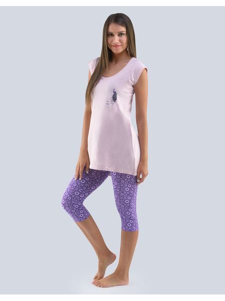 Dámské 3/4 pyžamo 19104P - fruktóza tm. fialová