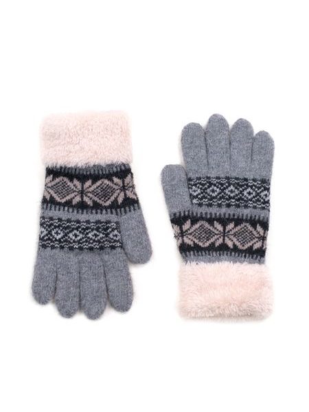 Béžové teplé rukavice se vzorem