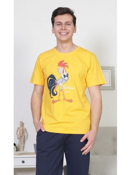 Pánské pyžamo kapri Kohout - žlutá