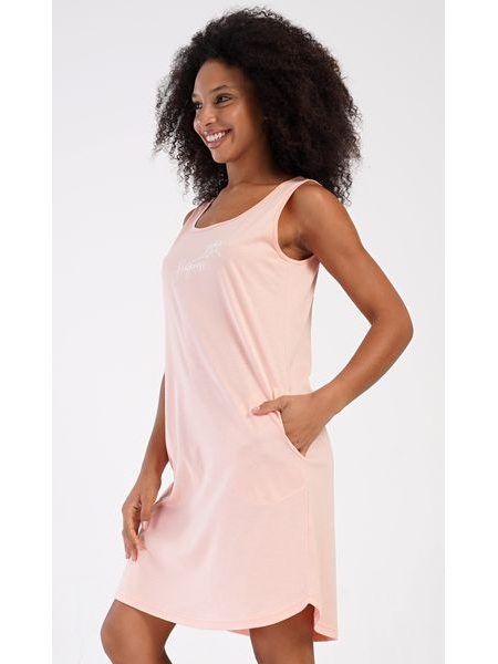 Dámská noční košile na ramínka Happiness - světle lososová