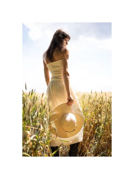 Letní klobouk se zdobeným lemem - béžová