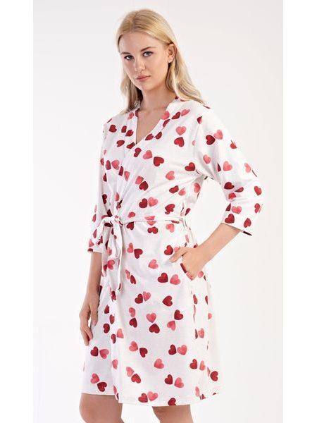 Dámský župan krátký Valentýna - jahodová