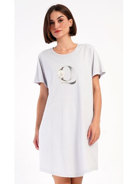 Dámské domácí šaty s krátkým rukávem Queen - šedá