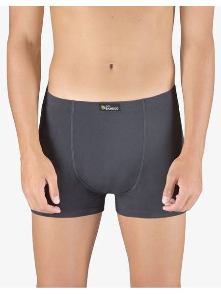 Pánské boxerky s kratší nohavičkou, kratší nohavička, šité, jednobarevné Eco Bamboo 73125P - tm. šedá