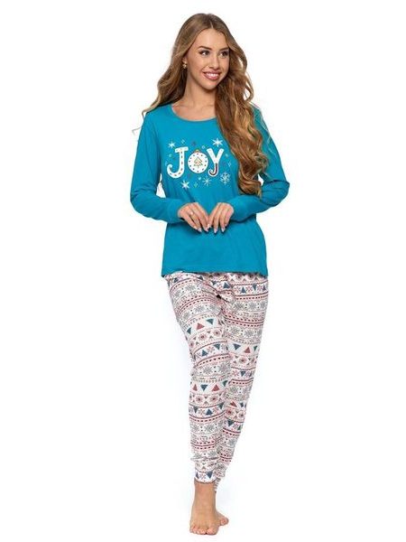 Dámské pyžamo Christmas Joy tyrkysově zelené