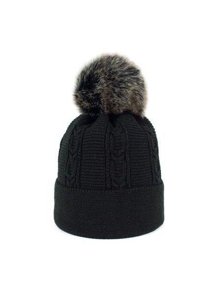 Zimní čepice s bambulí, vínová