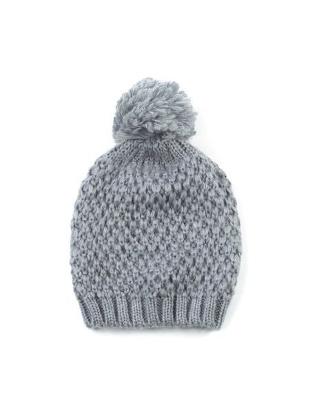 Zimní čepice s bambulí světle šedivá