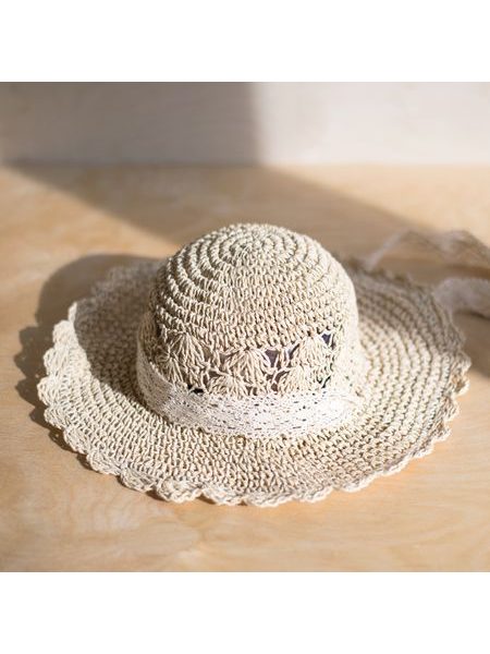 Ažurový klobouk na léto - světle béžový