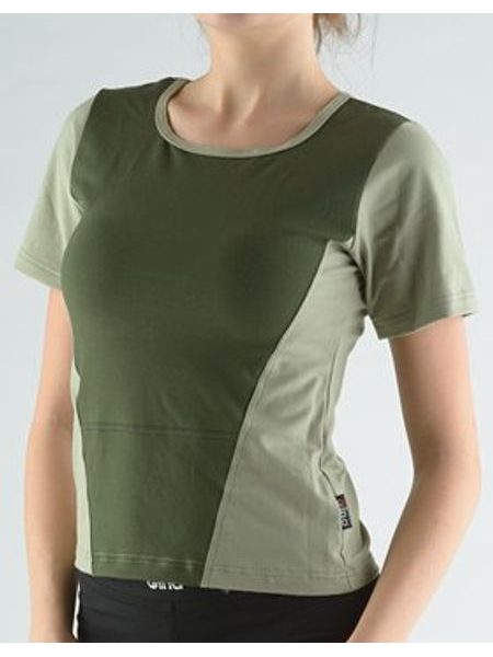 Dámské tričko s krátkým rukávem, krátký rukáv, šité 98040P - šedozelená lahvová