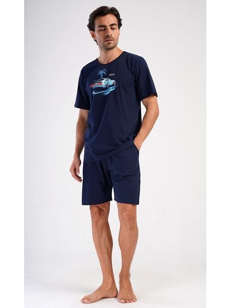 Pánské pyžamo šortky Jonáš - tmavě modrá